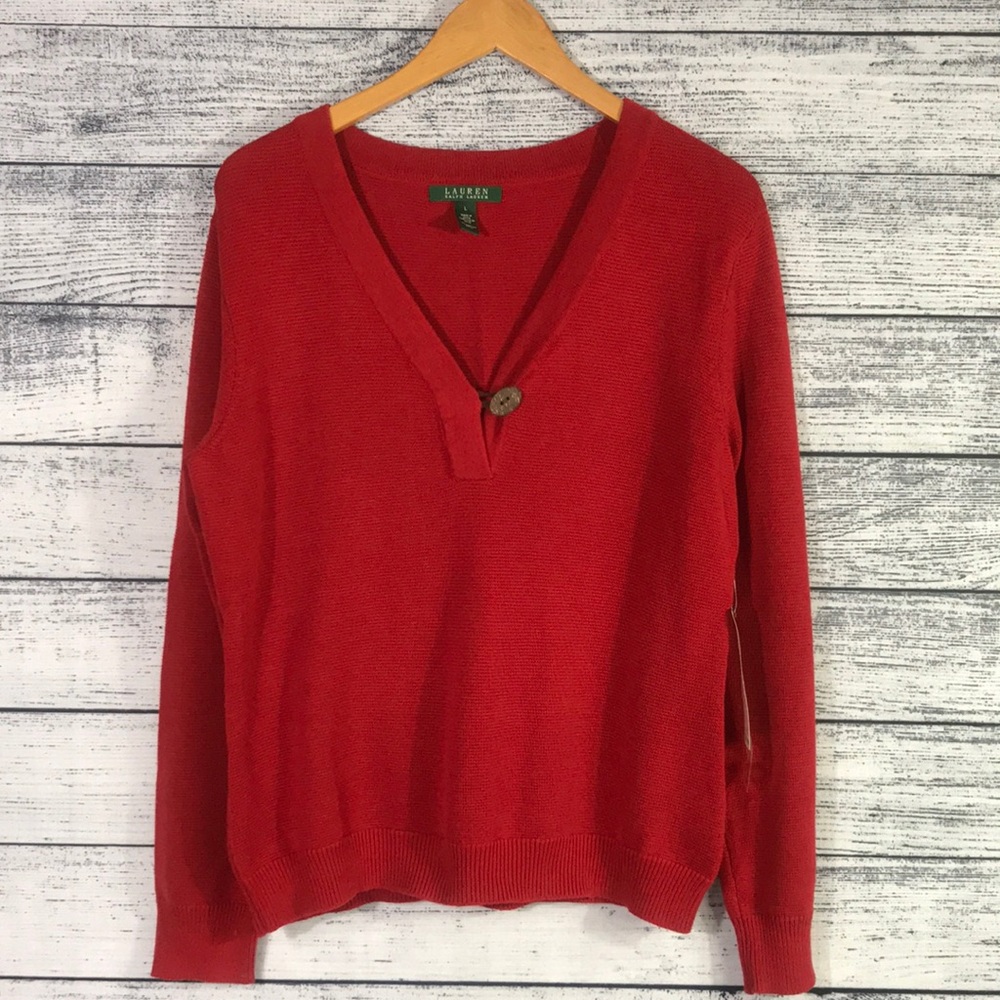 LAUREN-RALPH LAUREN-100% Cotton Knit 🧶 Sweater-Size L